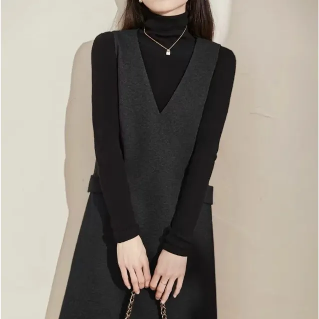 二哥二嫂【马甲连衣裙】高定气质显瘦V领马甲连衣裙