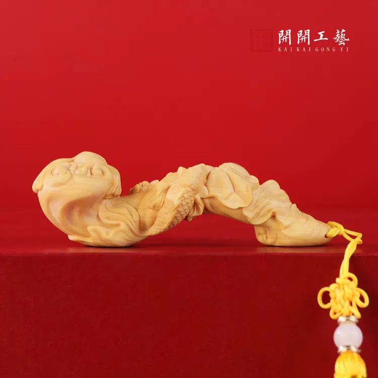 黄杨木【锦鲤如意】摆件手把件挂件非遗茶室车载办公室家居摆件包挂