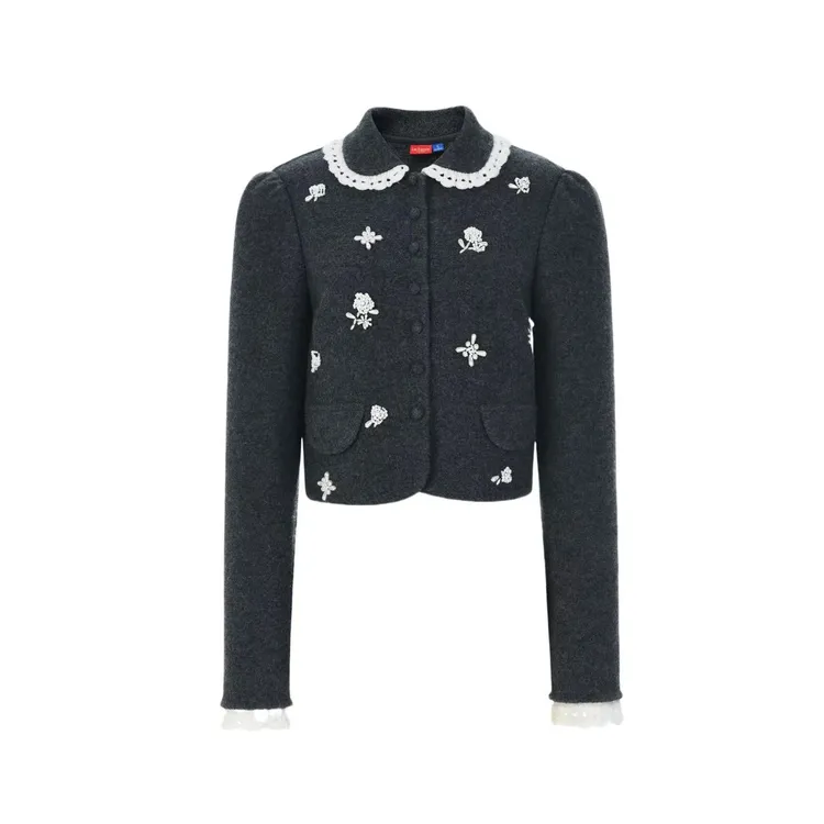 拉飞姆2024冬 洛可可钉珠针织上衣LF24D51SC358