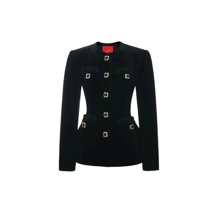 拉飞姆2025秋 宫廷风丝绒宽肩外套LF24Q00SC064