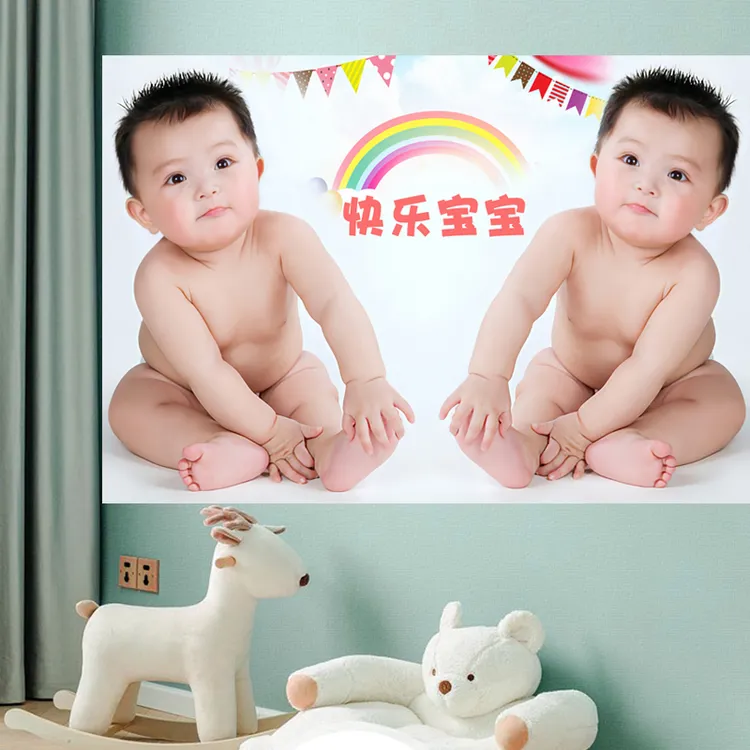 房间孕妇胎教男女宝宝图片墙贴画婴儿海报新生幼儿萌娃照像年画BB