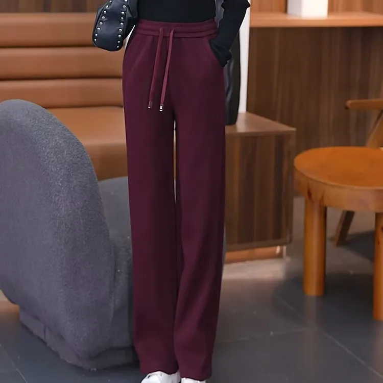 700g加绒加厚2024年秋冬爆款毛呢阔腿裤女休闲风时尚百搭显瘦高腰