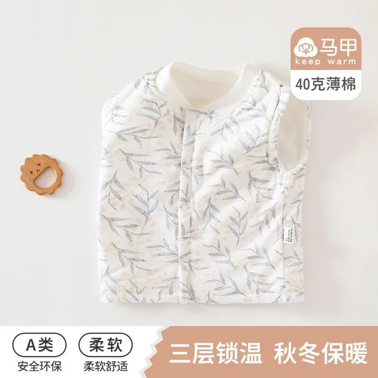 婴儿马甲春秋款纯棉新生儿薄棉保暖0-1岁宝宝外穿背心坎肩秋冬款