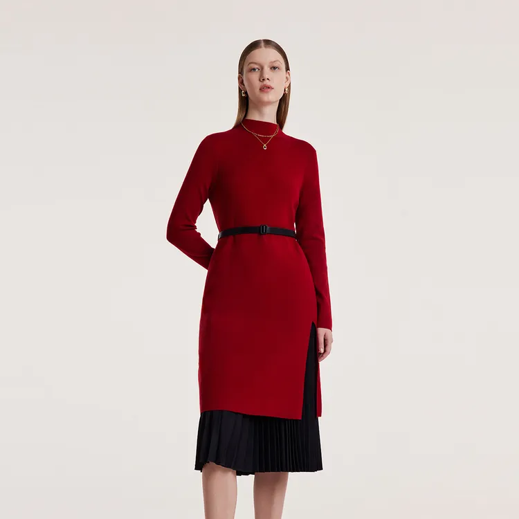 歌莉娅气质小香风优雅毛织千金风穿搭套装红色时尚1BCCAA040