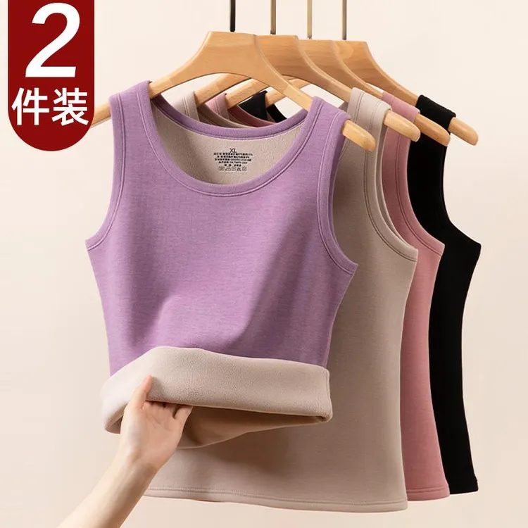 德绒背心女冬季加绒加厚吊带打底内穿马甲秋衣防寒保暖内衣女妈妈