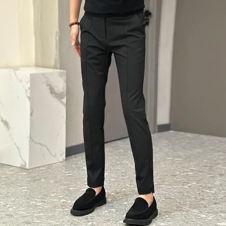 男士潮流新款休闲裤修身弹力高档休闲裤男直筒百搭男士轻奢裤子