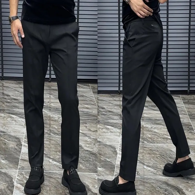 商务休闲男裤新款时尚简约休闲西裤纯色显瘦直筒百搭男士小脚长裤