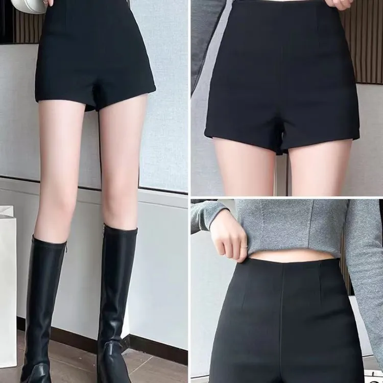 黑色短裤女弹力棉外穿修身a字秋冬打底显瘦高腰秋季韩版热裤百搭1