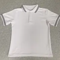 儿童白色polo衫短袖小学生棉质校服男女中大童半袖宽松条纹领上衣