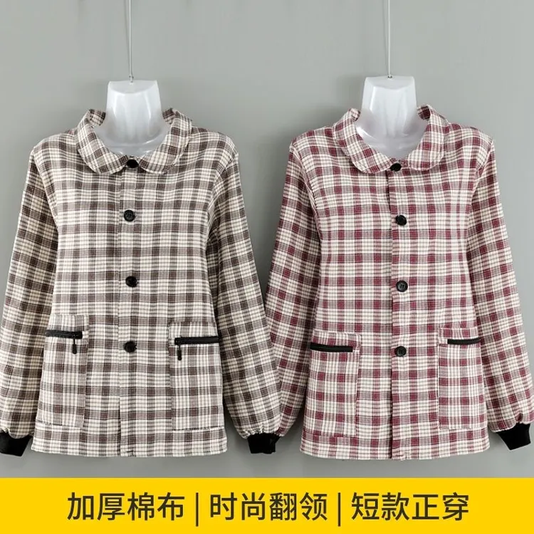 短款优质棉布小个子长袖围裙厨房日用男女上班防污耐脏工作服外穿