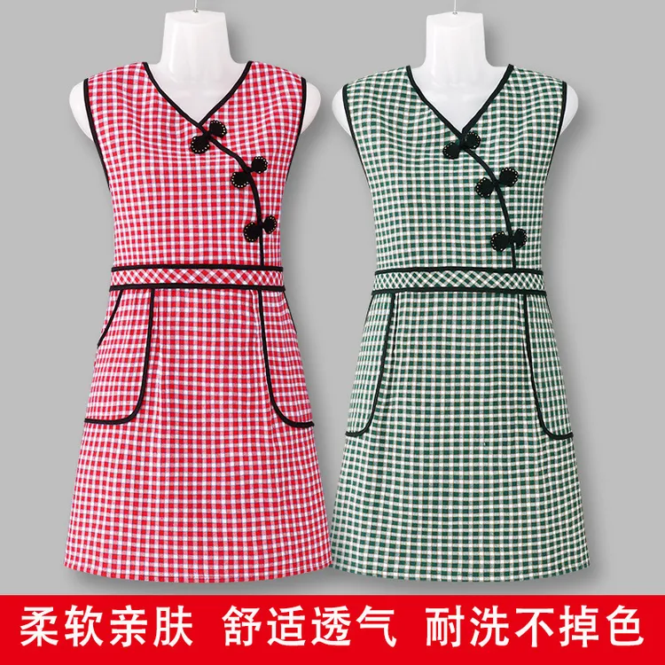 收腰复古围裙女纯棉罩衣防污透气耐磨洋气可爱家用厨房做饭