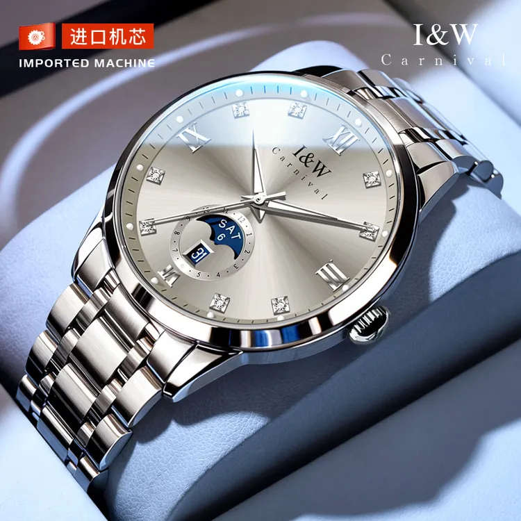 I&W爱沃驰新款男士手表时尚夜光防水机械表男士百搭机械表-55831