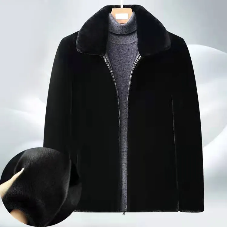 海宁仿貂皮大衣冬季仿整貂绒加厚冬季高档仿水貂外套休闲男外套