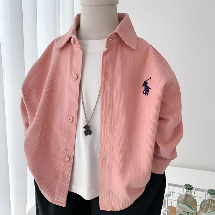 男童灯芯绒衬衫春装2024新款韩版儿童秋季洋气衬衣中小童长袖外套