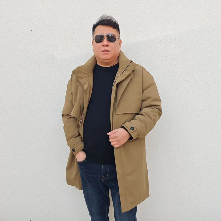 男士轻奢潮流保暖加肥加大码冬季时尚休闲中长款羽绒服大码男装PX