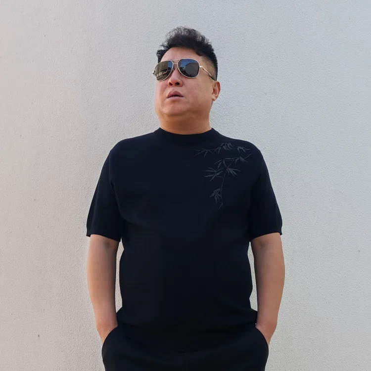 大码潮流时尚百搭男士半袖休闲修身秋季圆领黑色短袖针织衫宽松FP