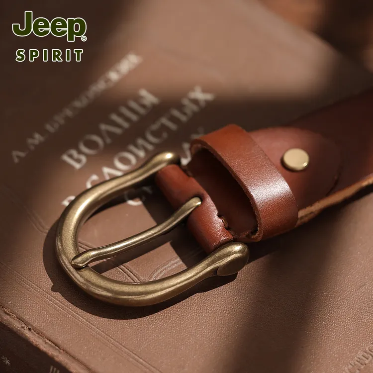 JEEP吉普正品皮带男潮真皮纯牛皮牛仔裤品牌针扣休闲百搭潮裤腰带