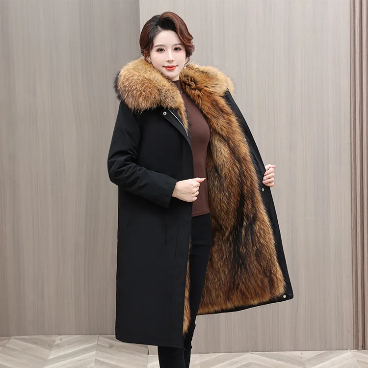 2025冬季海宁皮草外套女妈妈外套冬装可拆卸内胆爆款派克服外套女