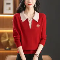 JY#假两件打底衫毛衣女秋冬新款时尚减龄显瘦针织上衣DY10901