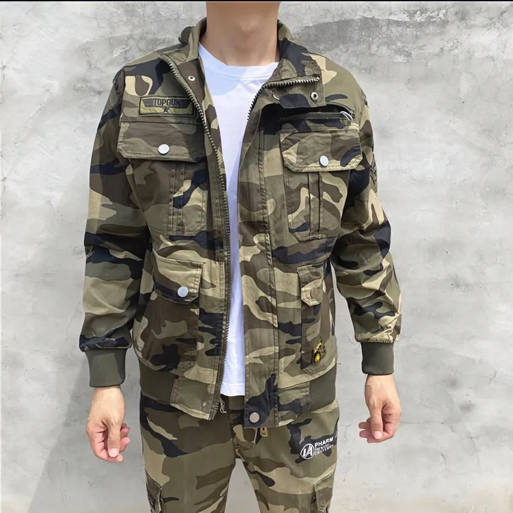 华852春秋款迷彩弹力休闲耐磨耐脏工装户外工作服套装