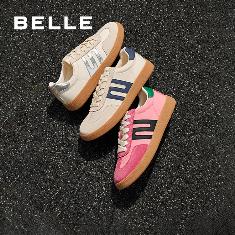 【火龙果德训】百丽芭比粉德训鞋女新百搭时尚运动跑鞋Z7J1DAM5