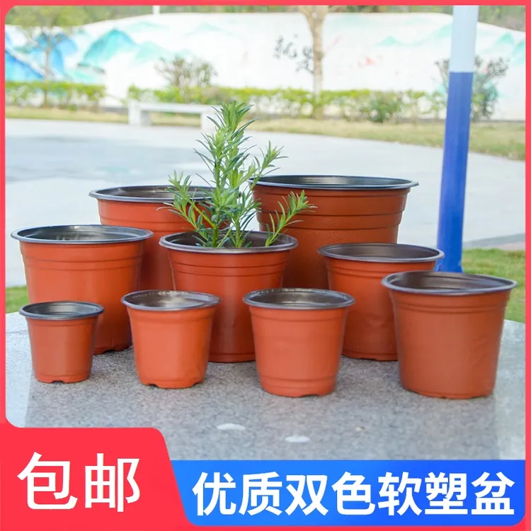 双色花盆种植育苗袋装盆营养钵塑料一次性盆多肉盆加厚育苗杯