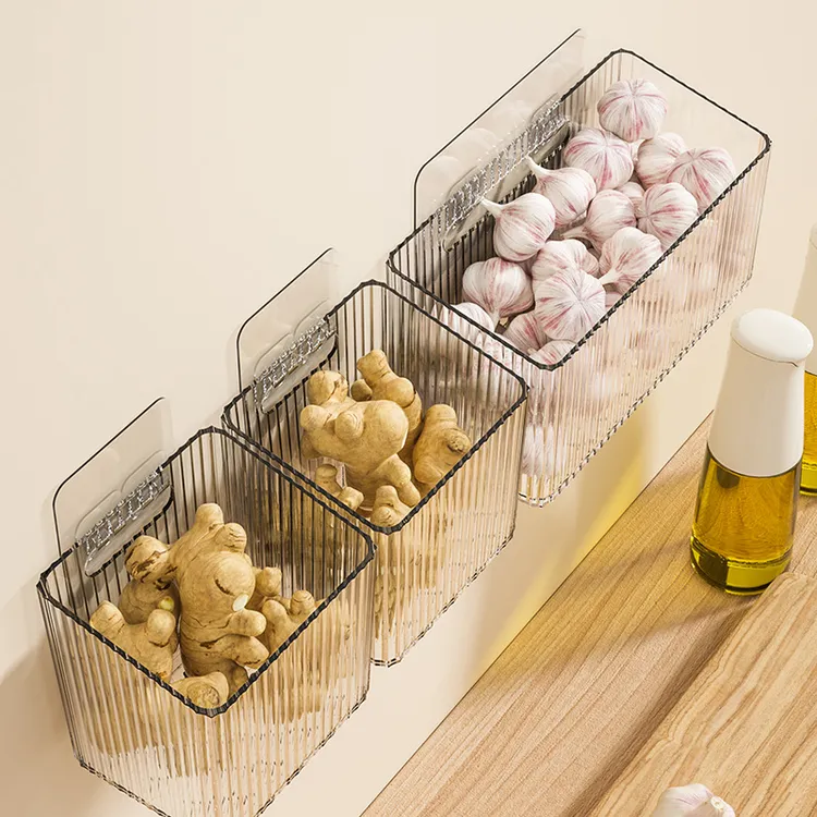姜蒜收纳篮置物架收纳盒免打孔壁挂置物厨房放蒜头置物筐调料收纳