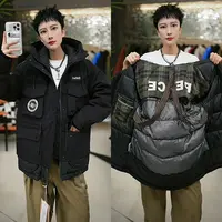 【聚】0074【90白鸭绒】男女同款保暖面包服羽绒服工装户外连帽外套 