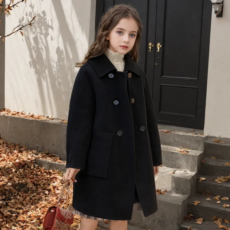 童绣高端正品女童毛呢外套秋冬2025新款洋气轻奢儿童双面羊绒大衣