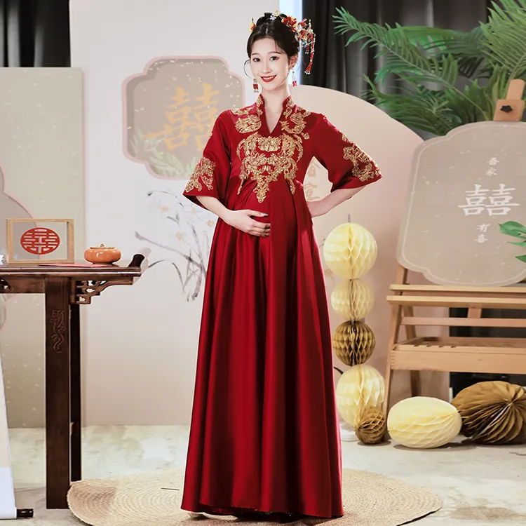 新中式结婚秀禾服孕妇敬酒服女2025春夏新款新娘高腰遮肚胖mm大码