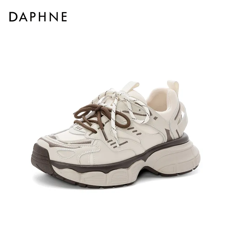达芙妮时尚休闲百搭秋季新款24年爆款厚底双色系带运动休闲鞋