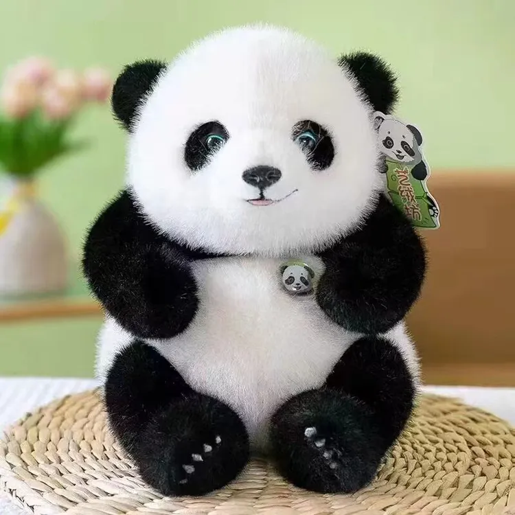 可爱憨憨彩色大熊猫七仔仿真熊猫玩偶毛绒玩具情人节礼物公仔布偶