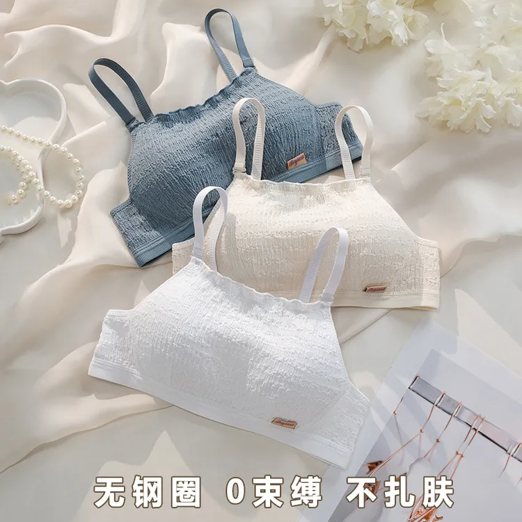 舒适美背女无钢圈纯欲风小胸聚拢学生内衣高中少女抹胸调整型透气