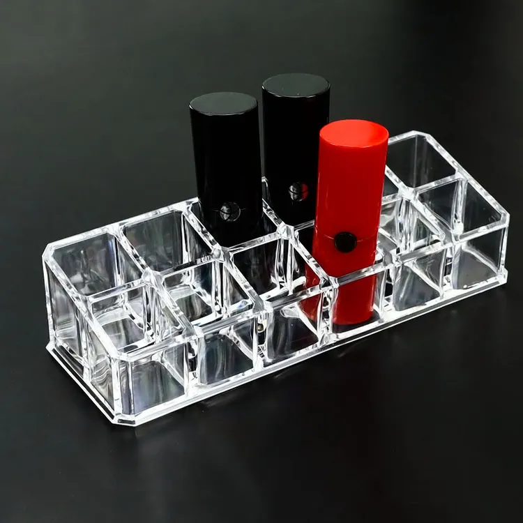 12收纳盒桌面纳装架子化妆品格展示台口红展示架彩妆唇膏