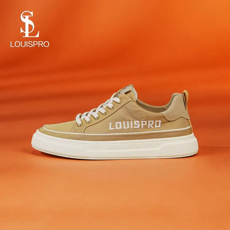 Louispro免系鞋带一脚蹬潮流男士帆布鞋透气冰丝轻奢刺绣休闲板鞋