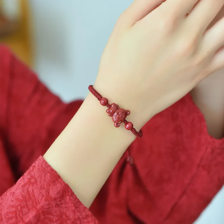 天然辰砂本命蛇年朱砂手串平安护身十二生肖编织红绳手链