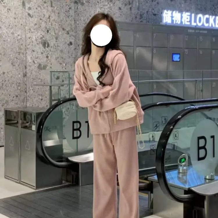 DIFF GIGI 【慵懒时光】2024设计师新款卫衣卫裤套装直筒休闲套装