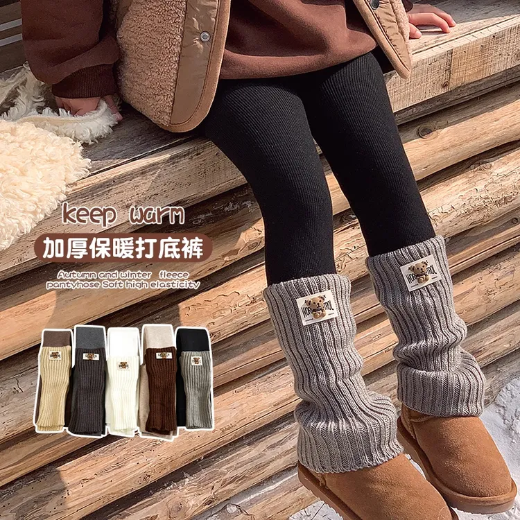 女童打底裤加绒加厚秋冬季拼接袜套儿童连裤袜冬款宝宝打底袜外穿