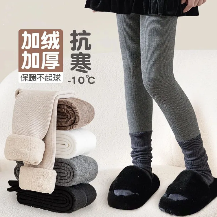 冬季儿童连裤袜宝宝外穿秋冬款加绒加厚连袜踩脚女童一体绒打底裤