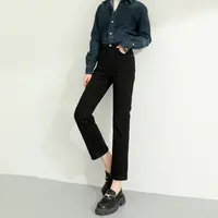 早秋牛仔裤女直筒高腰显瘦烟管裤九分法棍裤子