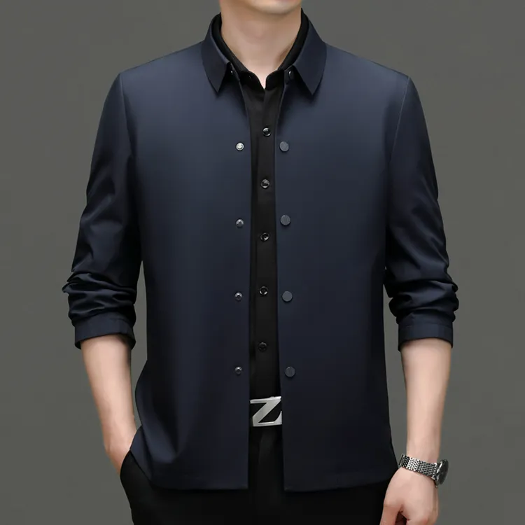 高品质男士夹克衫 秋季新款轻奢休闲翻领夹克 高档百搭商务外套