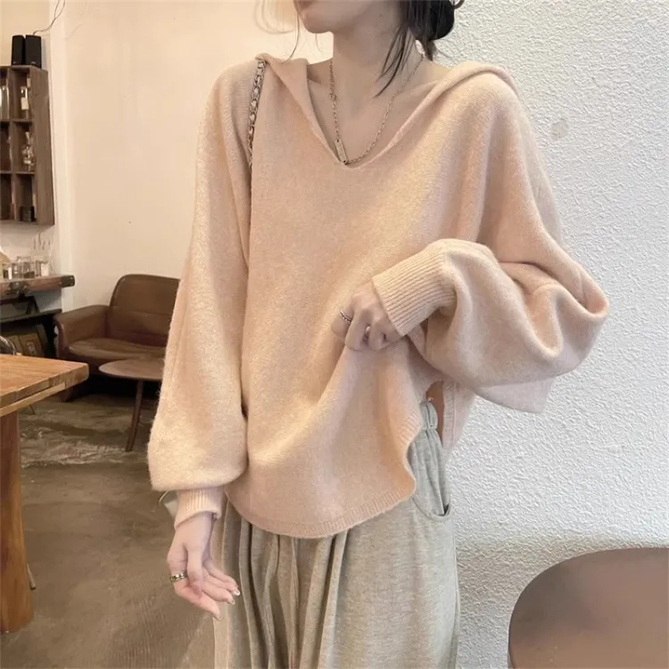 洋气慵懒风毛衣女秋冬季新款宽松外穿软糯奶fufu海军领针织衫上衣