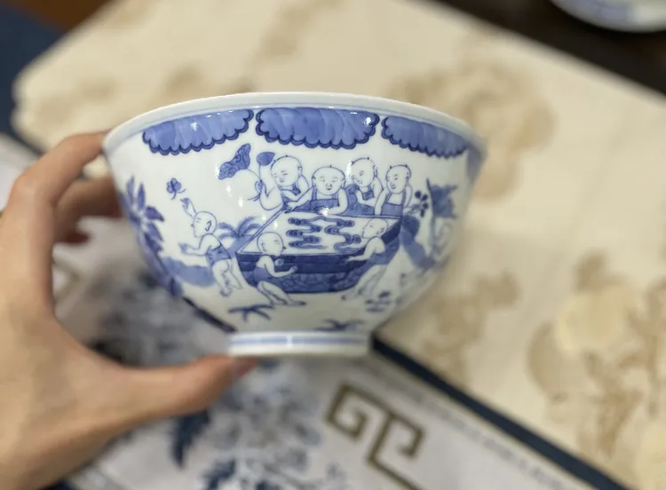 十六子婴戏图碗 瓷器 工艺品