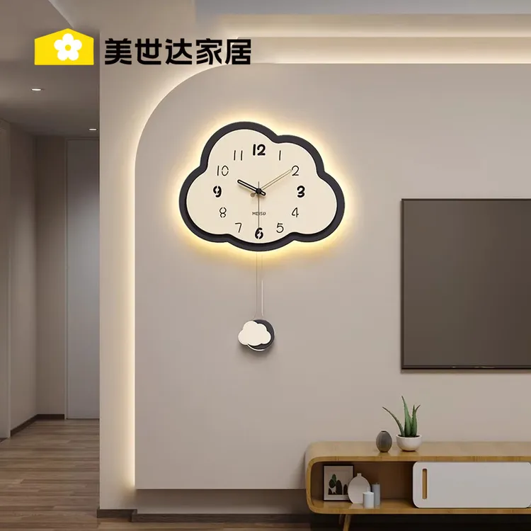 美世达云朵钟表客厅家用挂钟挂墙2026新款时尚静音网红创意时钟商品图