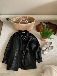 韩版宽松休闲加棉皮衣中长款