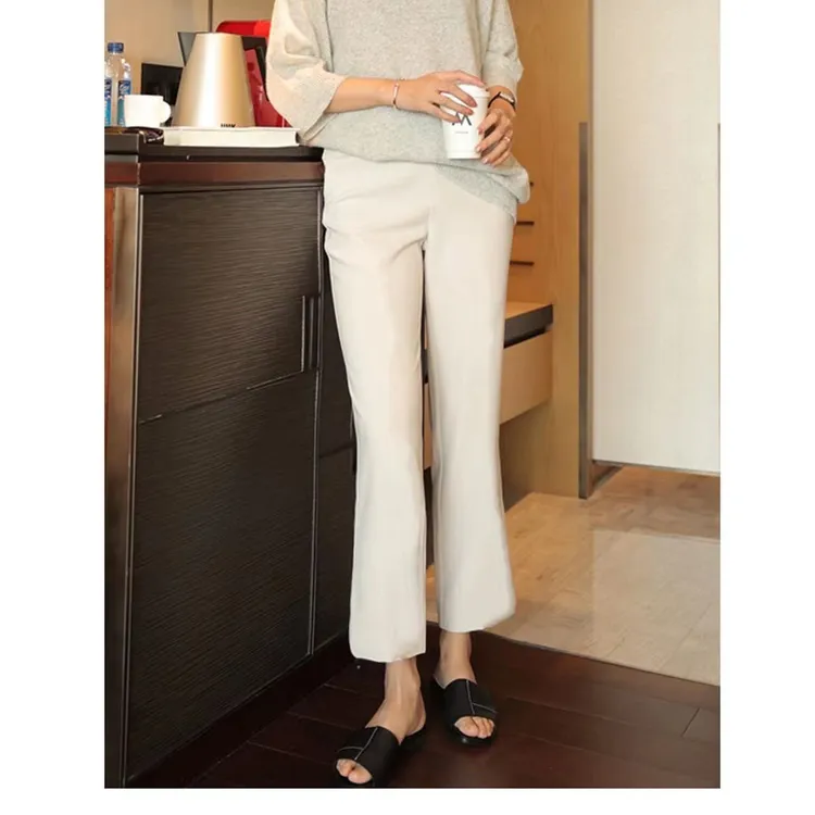 手工银珠·高弹力显瘦微喇裤9分裤时尚休闲春款微胖女生裤子春秋