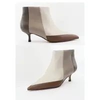 【米兰走秀款·气质拼色短靴羊皮百搭时尚尖头秋冬】S2630X2真皮简约