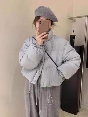 2025新短款宽松立领小个子短款女白鸭绒羽绒服外套311