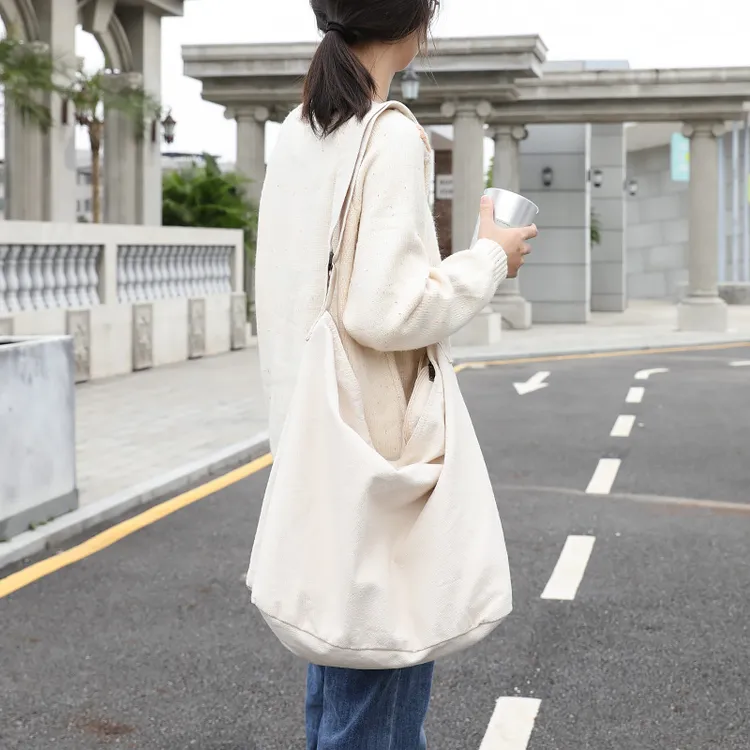 森系文艺帆布托特包学生大容量上课单肩布袋女休闲百搭斜挎包日韩