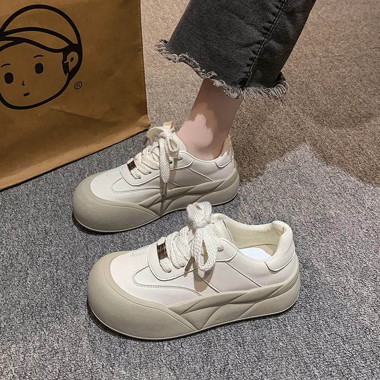 南在南方大头丑萌厚底小白鞋女2024新款春季休闲百搭面包鞋潮
